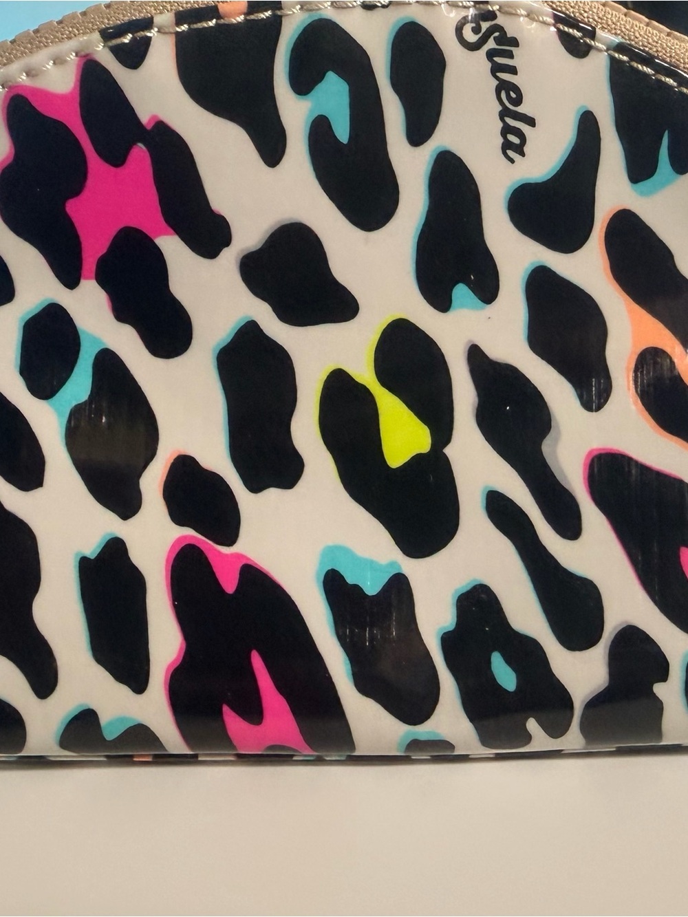 Consuela Multicolor Neon Leopard Half-Moon Cosmetic Bag - Picture 4 of 8